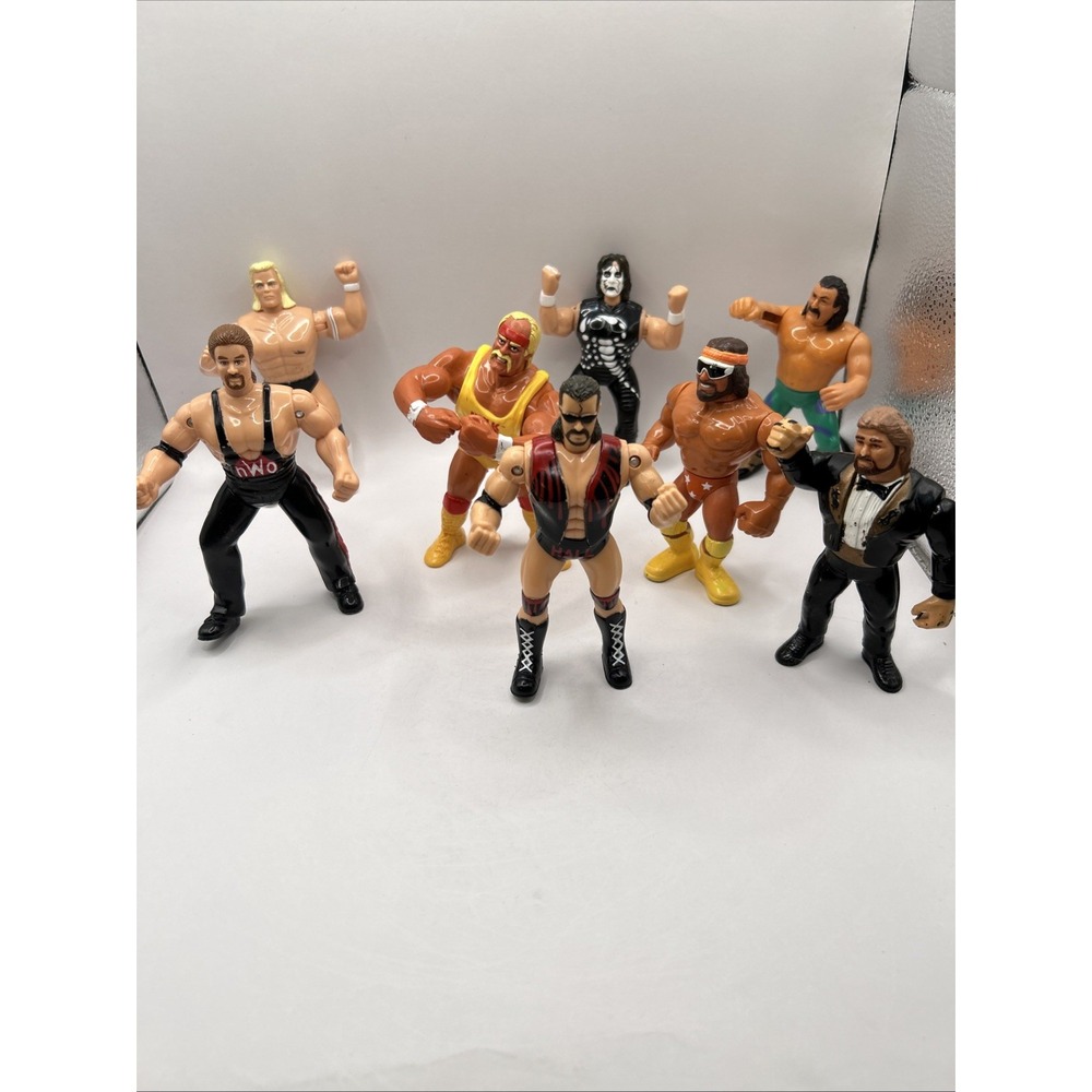 Vintage WCW / WWE Wrestling Action Figures Lot of 9 • 1990s–2000s